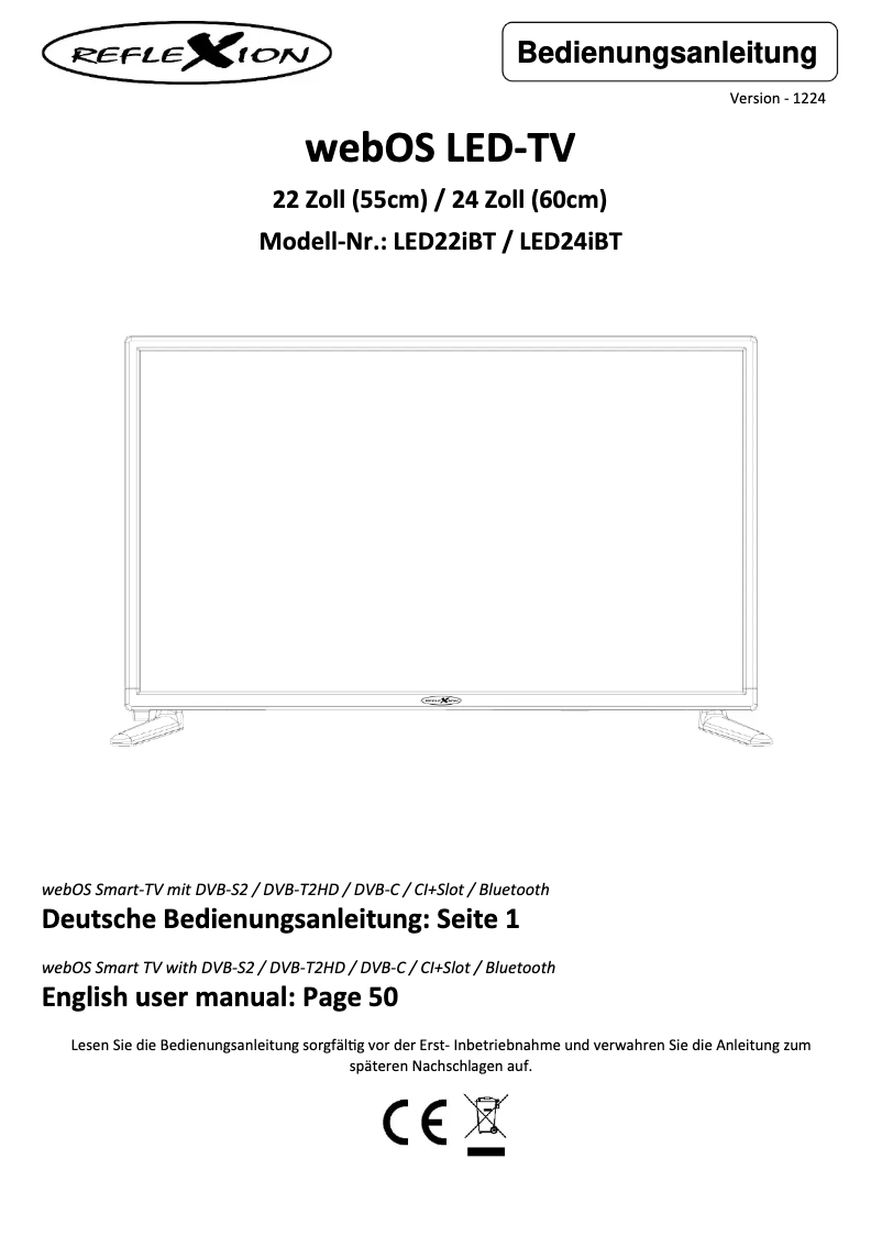 Page 1 de la notice Manuel utilisateur Reflexion LED24IBT