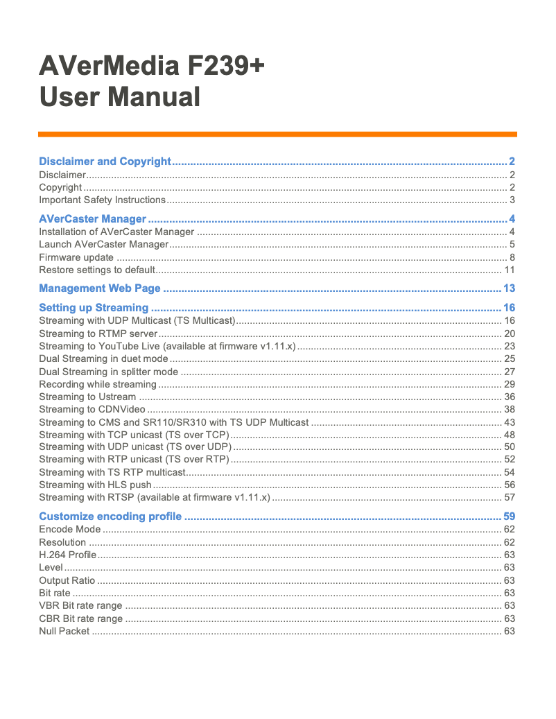 Page 1 de la notice Manuel utilisateur AVerMedia HD Duet PlusF239+