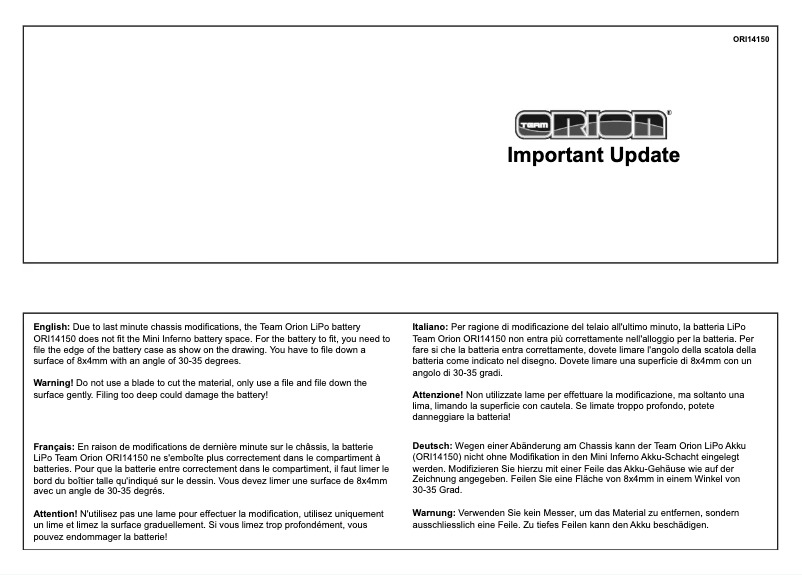 Page 1 de la notice Manuel utilisateur Team Orion ORI14150