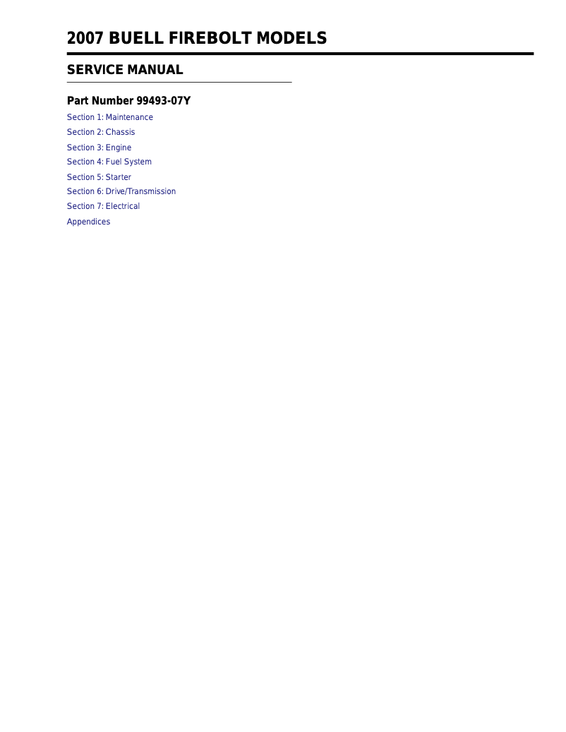 Page 1 of the manual User Manual Buell XBR Firebolt (2007)