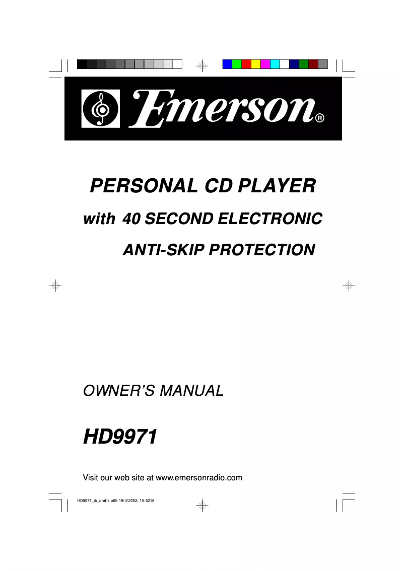 Page 1 de la notice Manuel utilisateur Emerson HD9971