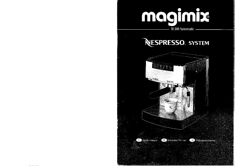 Page 1 de la notice Manuel utilisateur Magimix M180 Automatic Espresso System