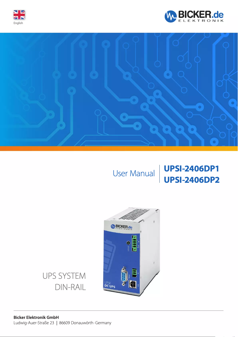 Page 1 de la notice Manuel utilisateur Bicker Elektronik UPSI-2406DP1