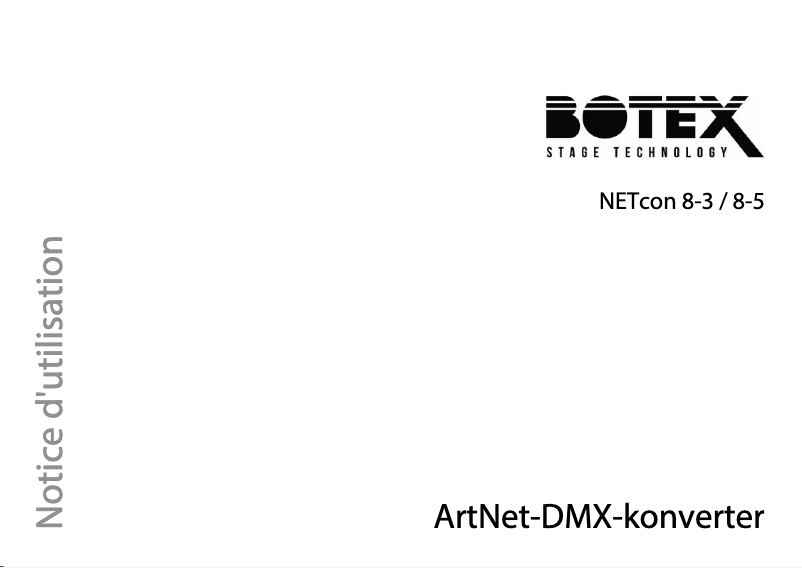 Page n°1 - Manuel utilisateur Botex NETcon 8-5