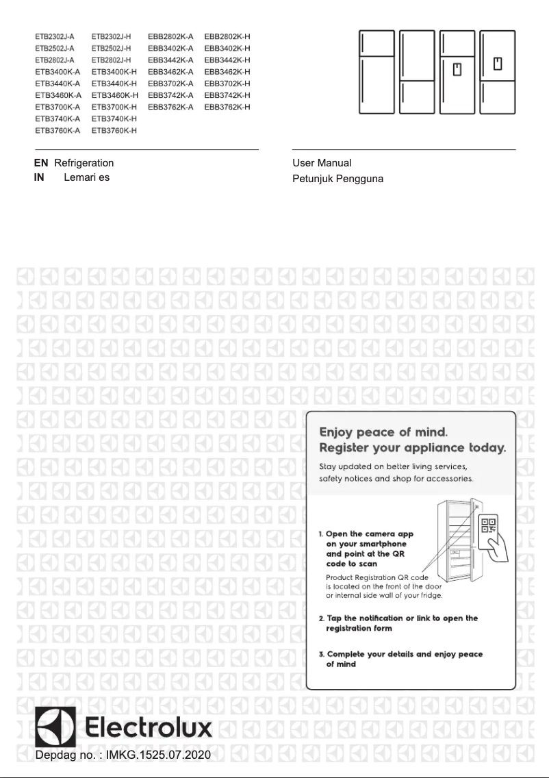 Page 1 de la notice Manuel utilisateur Electrolux ETB2502J-A