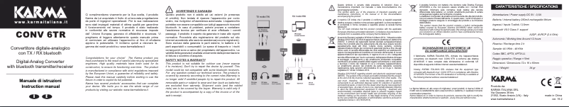 Page 1 de la notice Manuel utilisateur Karma CONV 6TR