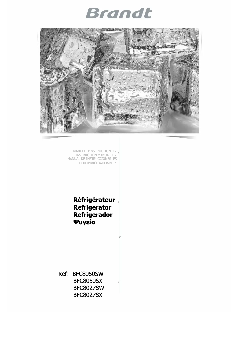 Image de la première page du manuel de l'appareil BFC8050SW