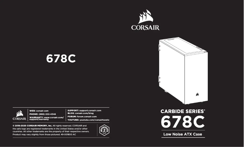Page 1 de la notice Manuel utilisateur Corsair Carbide 678C