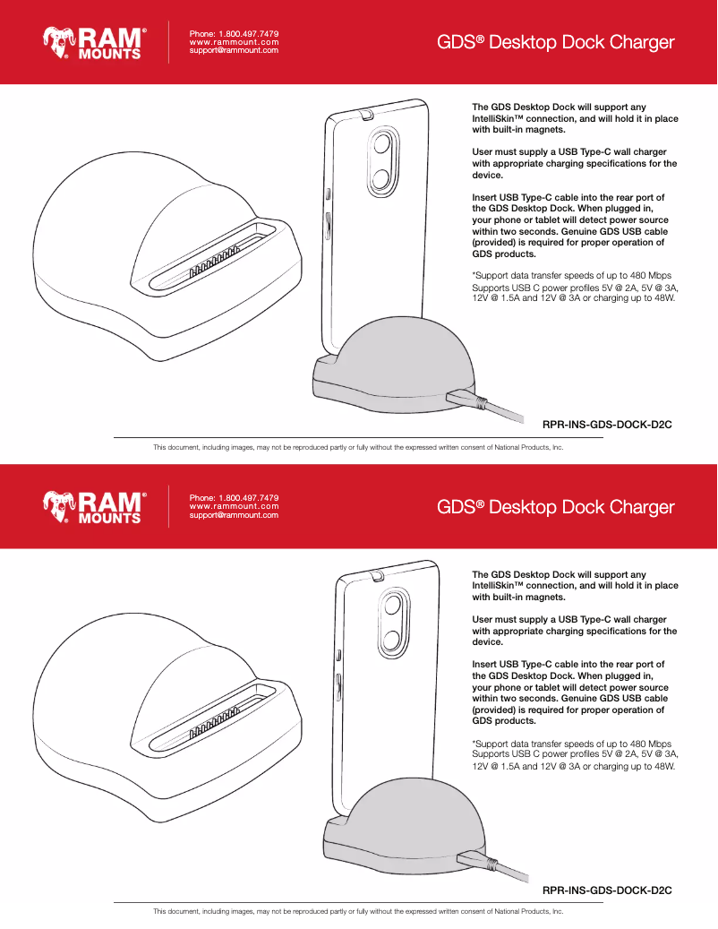 Page 1 of the manual User Manual RAM Mount RAM-GDS-DOCK-D2CU