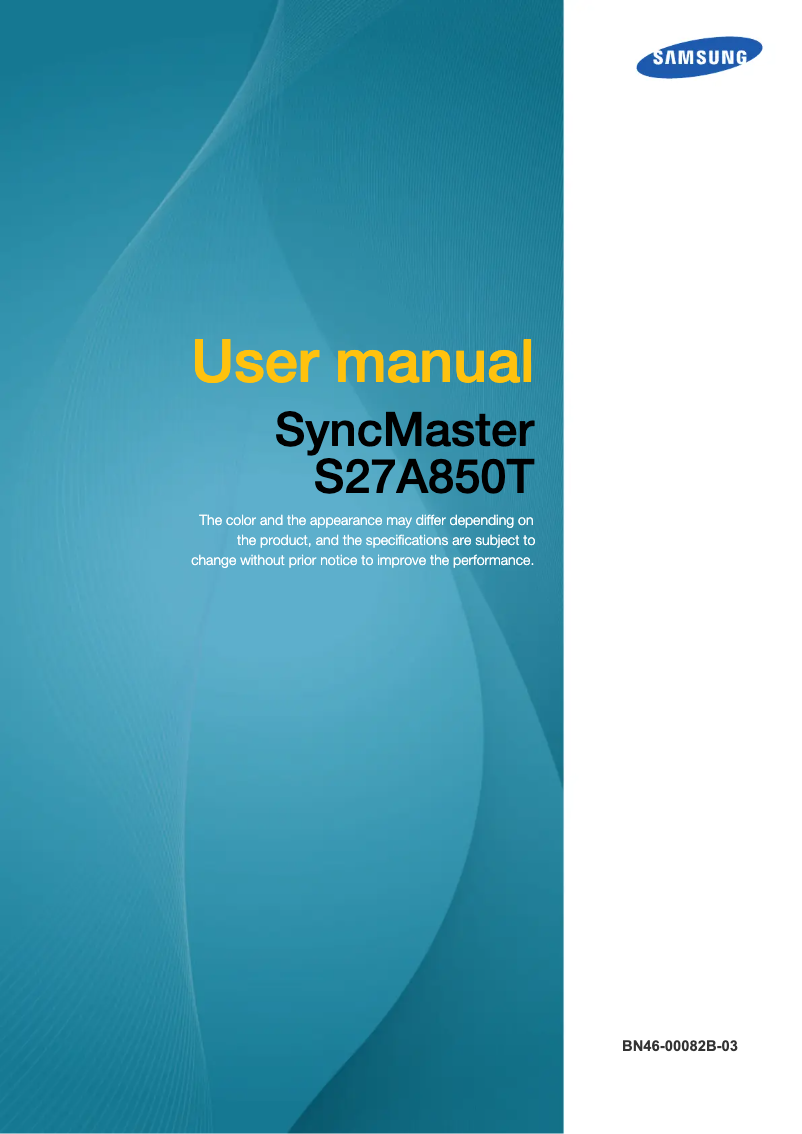 Page 1 de la notice Manuel utilisateur Samsung SyncMaster S27A850T