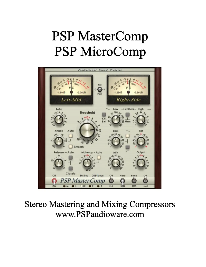 Page 1 de la notice Manuel utilisateur PSP Audioware MasterComp