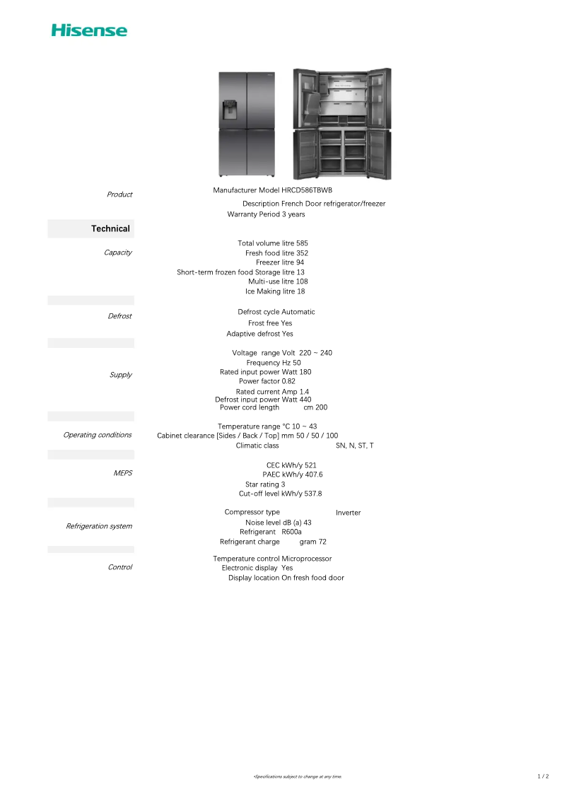 Image de la première page du manuel de l'appareil HRCD586TBWB