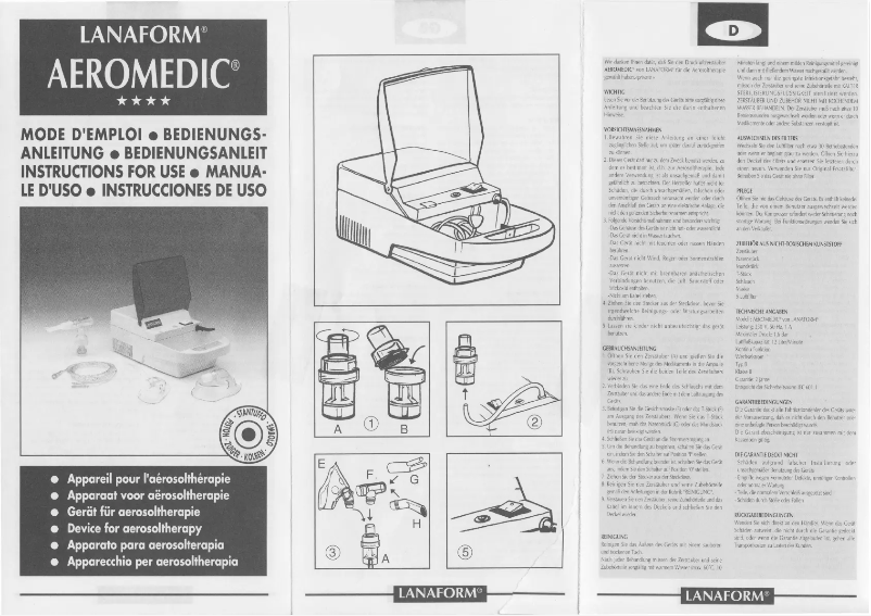 Image de la première page du manuel de l'appareil Aeromedic