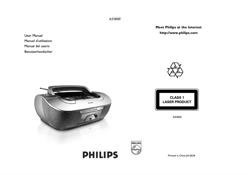 Página 1 del manual Manual de usuario Philips AZ3830