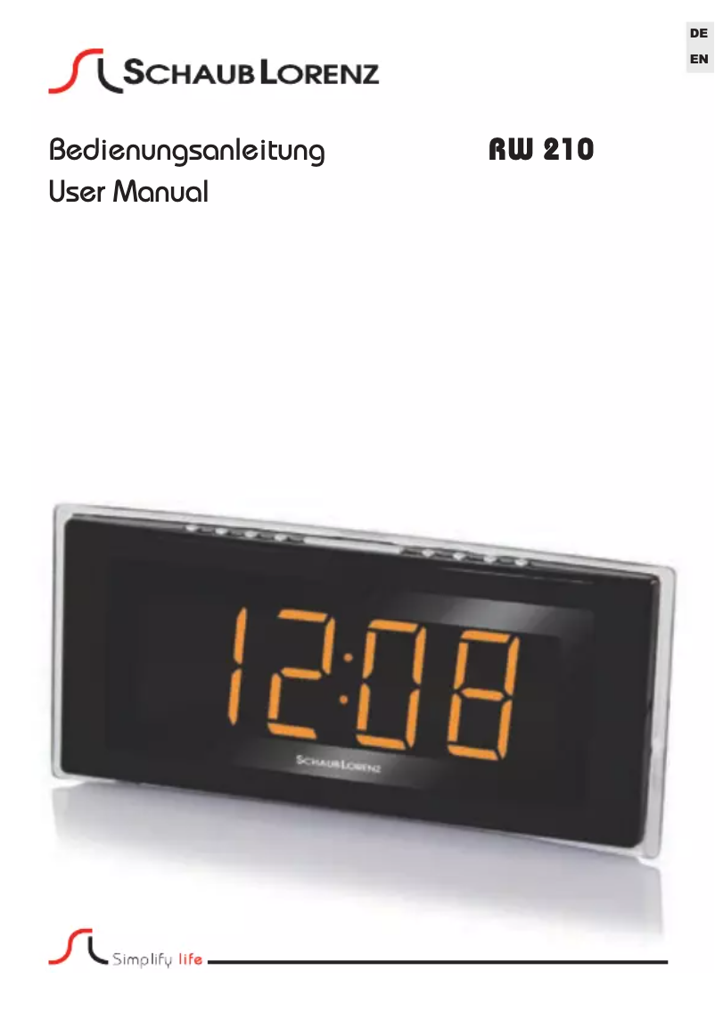 Page n°1 - Manuel utilisateur Schaub Lorenz RW210
