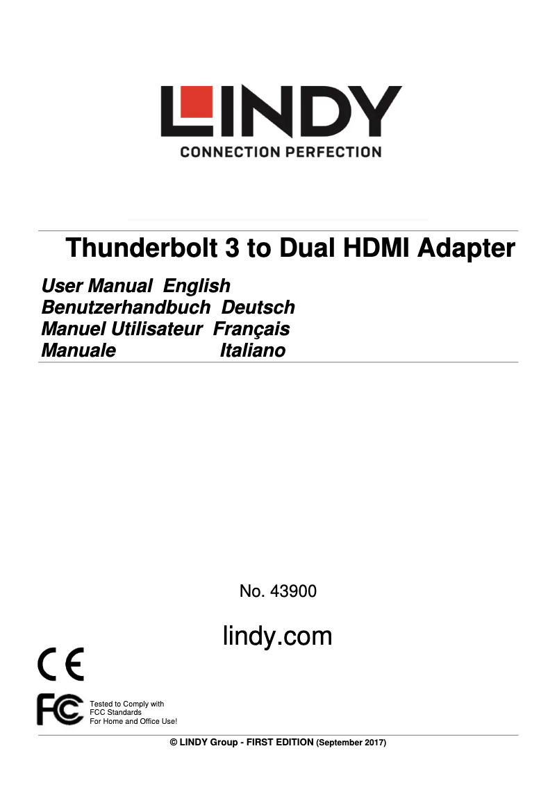 Page n°1 - Manuel utilisateur Lindy 43900