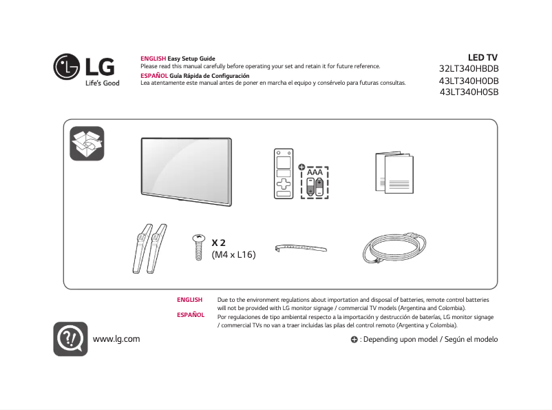 Page 1 de la notice Manuel utilisateur LG 32LT340H