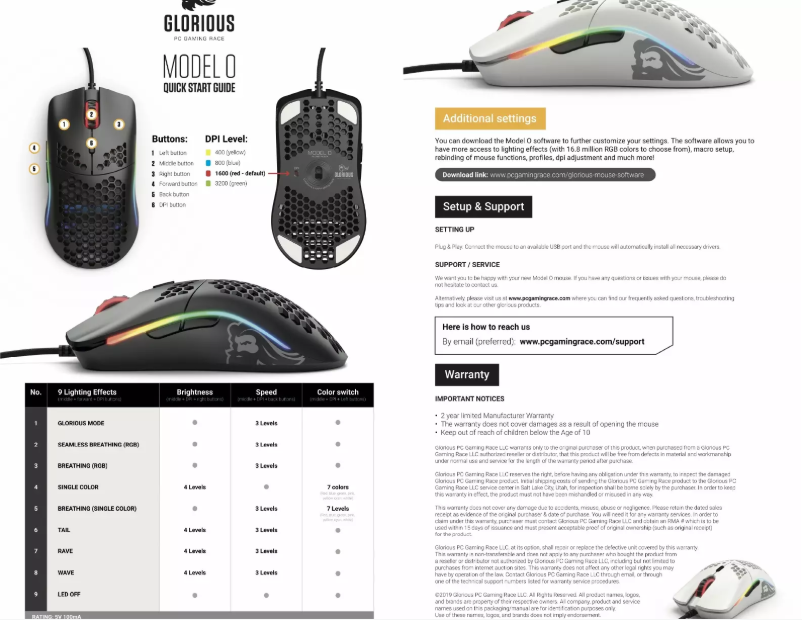 Page n°1 - Manuel utilisateur Glorious Model D