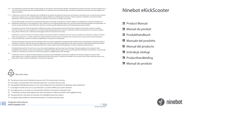 Page 1 de la notice Manuel utilisateur Segway Ninebot eKickScooter E2 D II
