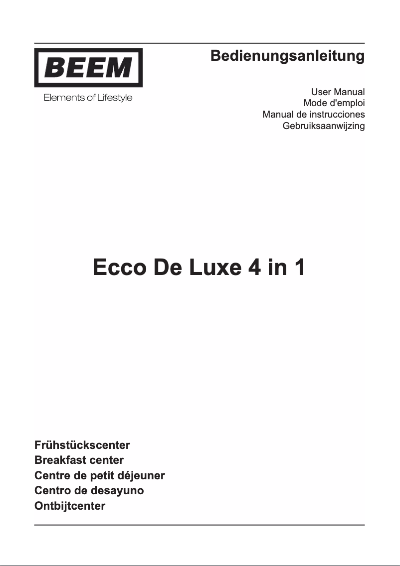 Page 1 de la notice Manuel utilisateur BEEM Ecco De Luxe 4 in 1