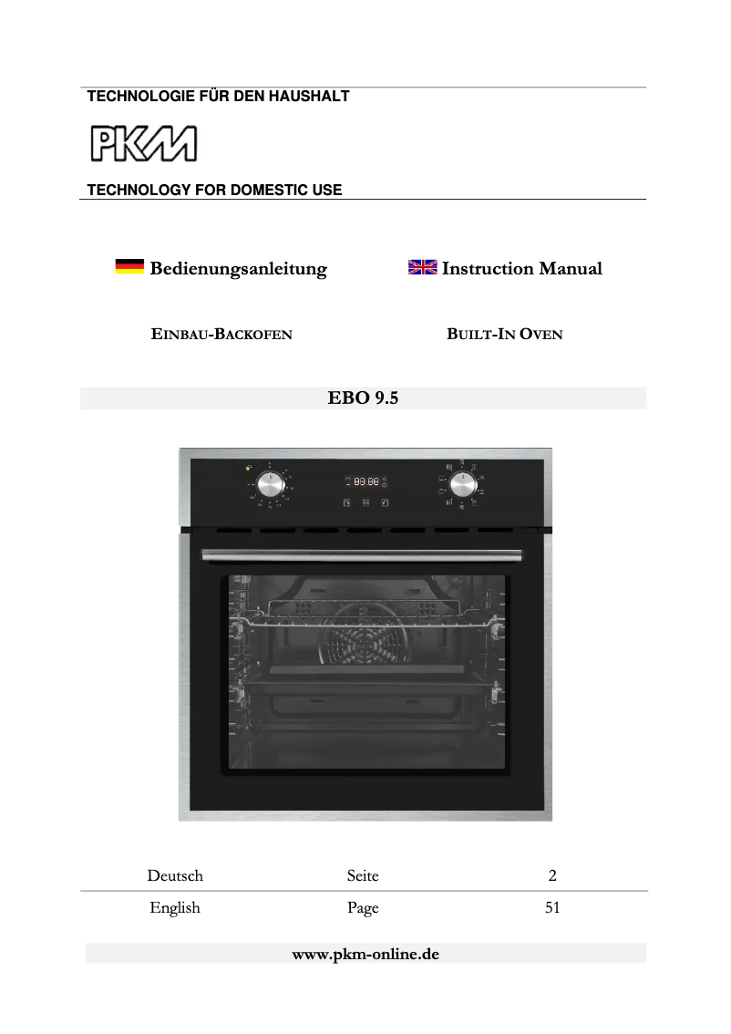 Page 1 of the manual User Manual PKM EBO9.5