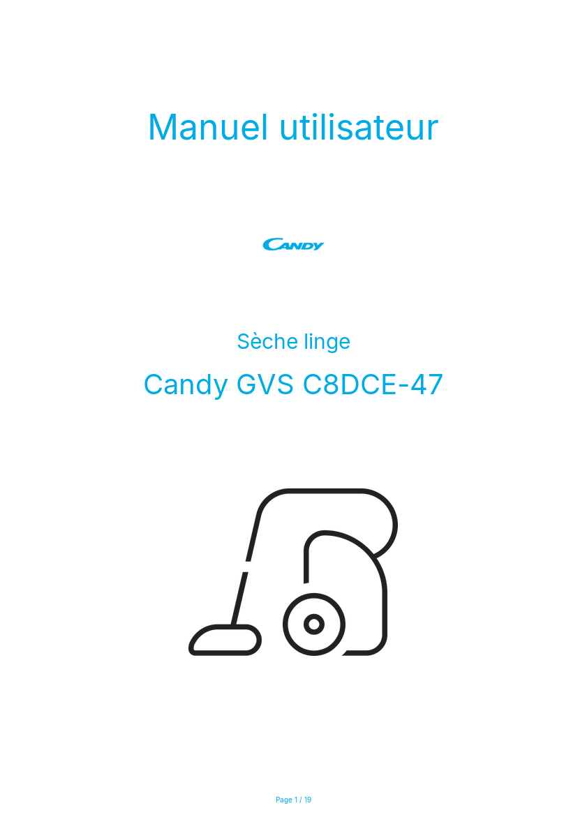 Page n°1 - Manuel utilisateur Candy GVS C8DCE-47