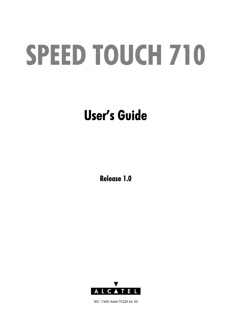 Image de la première page du manuel de l'appareil Speed Touch 710