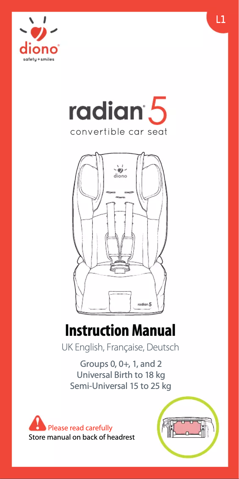 Page 1 de la notice Manuel utilisateur Diono Radian 5
