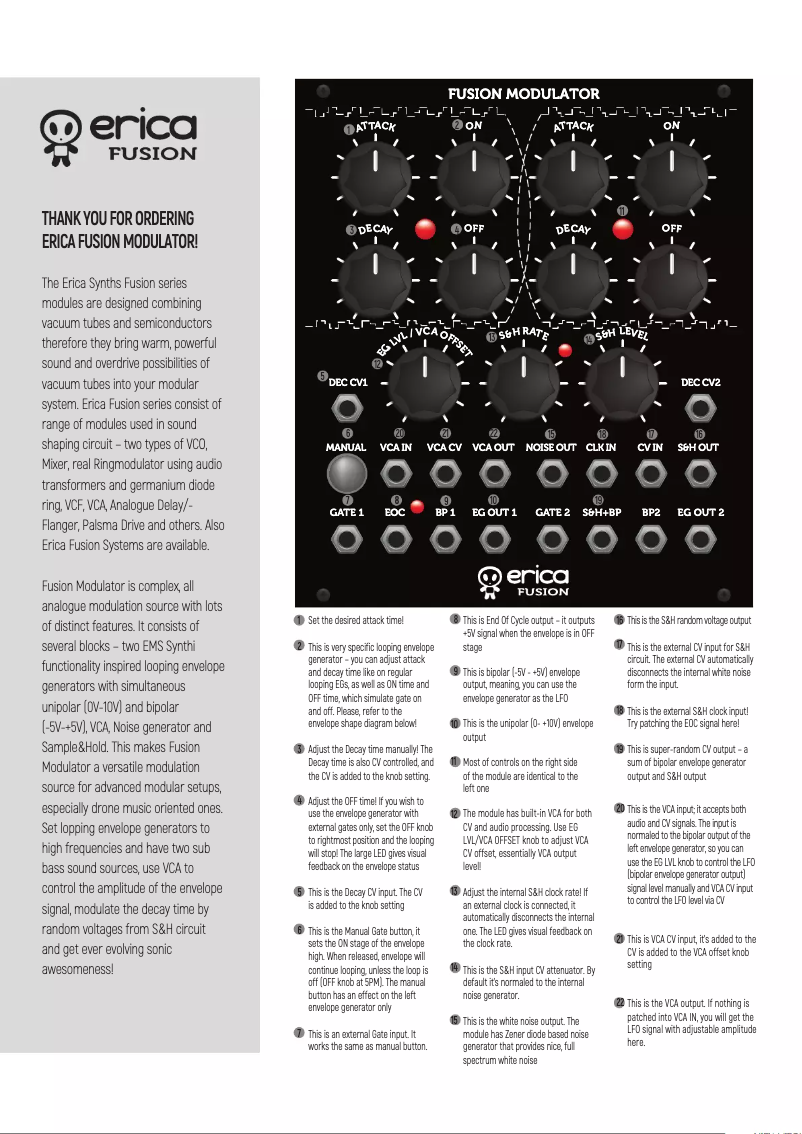 Page 1 de la notice Manuel utilisateur Erica Synths Fusion Modulator