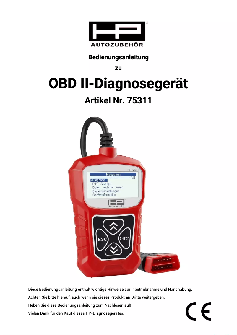 Page 1 de la notice Manuel utilisateur HP 75311