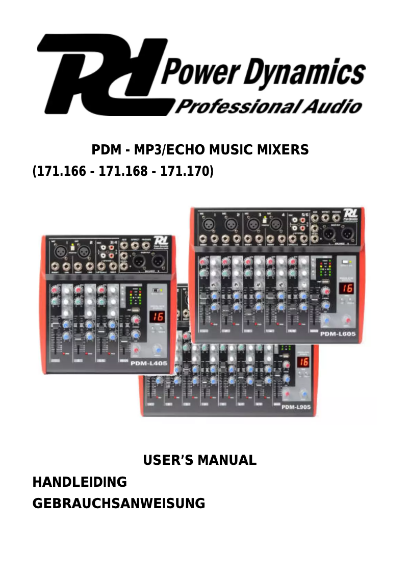 Page n°1 - Manuel utilisateur Power Dynamics 171.168