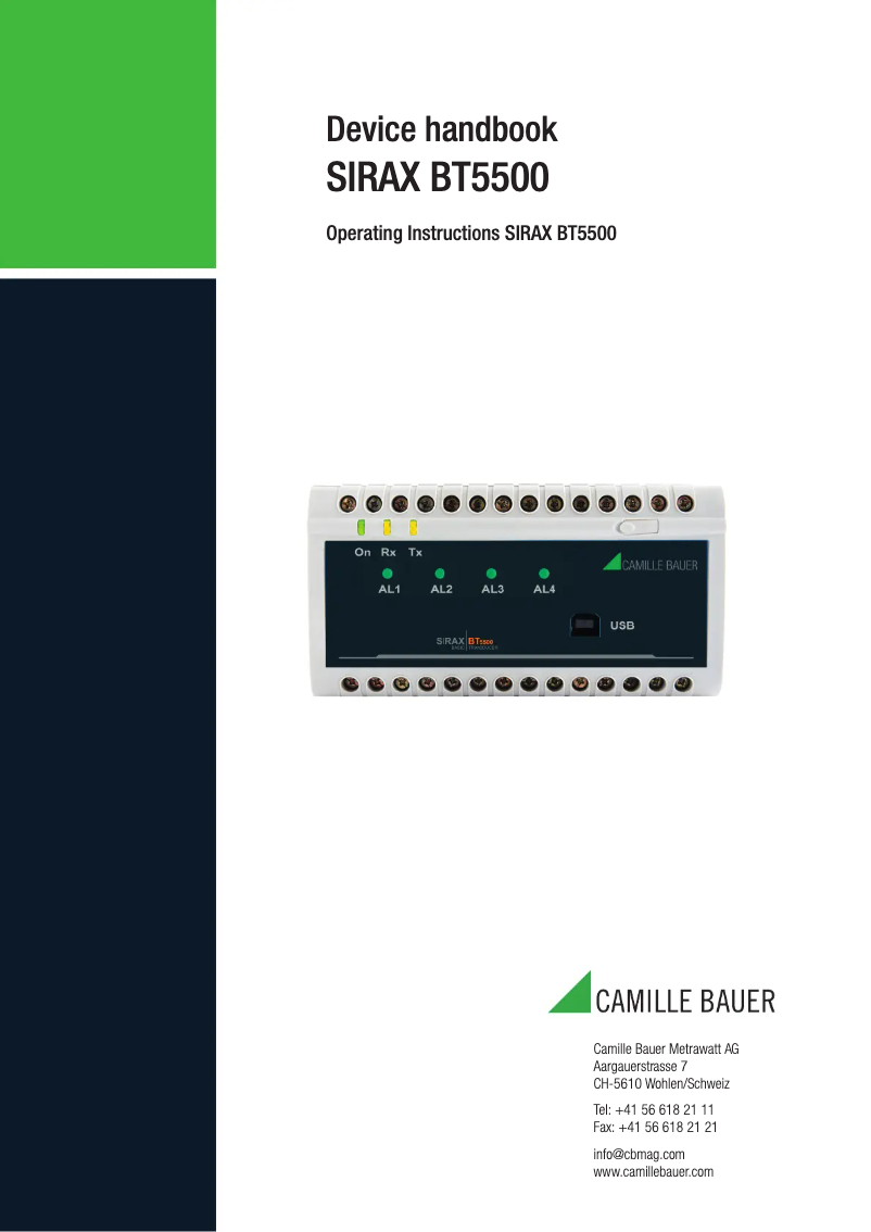 Page 1 de la notice Manuel utilisateur Camille Bauer SIRAX BT5500