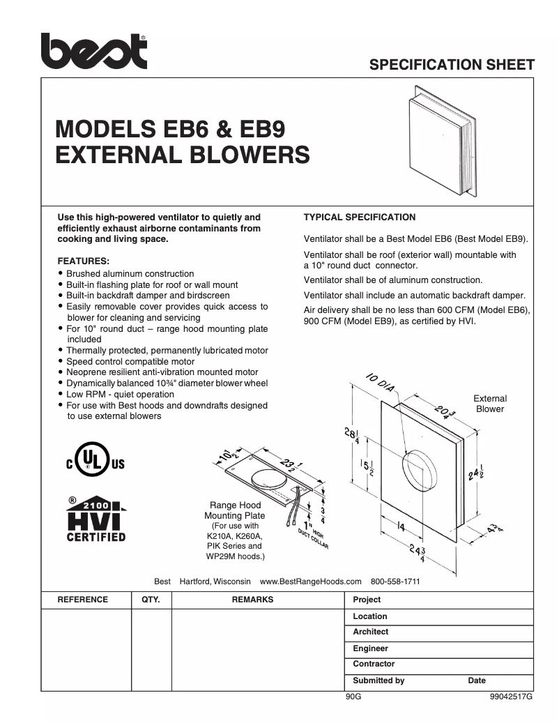 Page n°1 - Fiche technique Best EB6