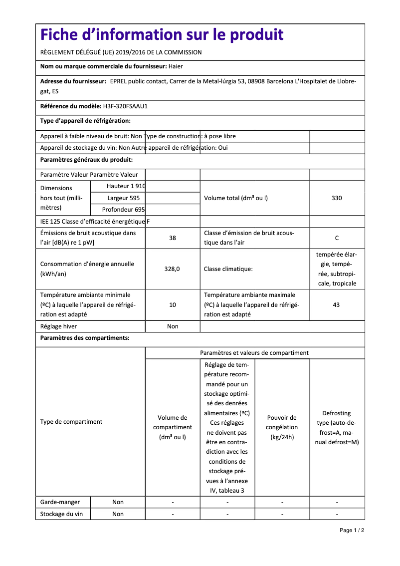 Image de la première page du manuel de l'appareil H3F-320FSAAU1