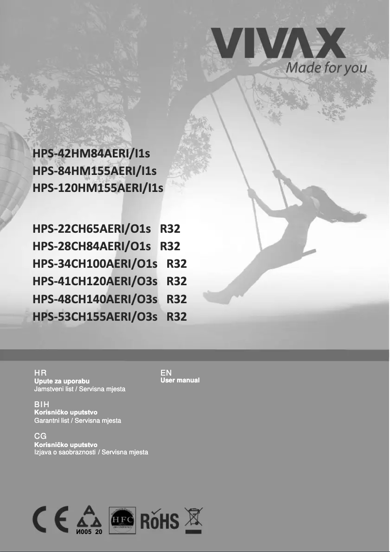 Page 1 de la notice Manuel utilisateur Vivax HPS-28CH84AERI/O1s R32