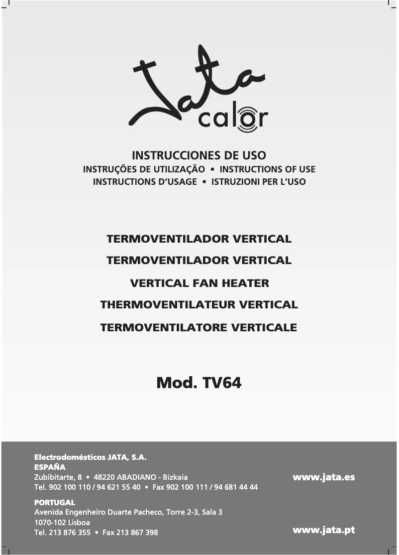 Page 1 de la notice Manuel utilisateur Jata TV64