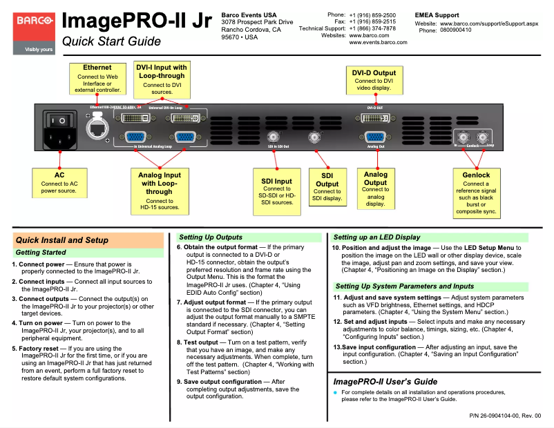 Page n°1 - Manuel utilisateur Barco R9004683