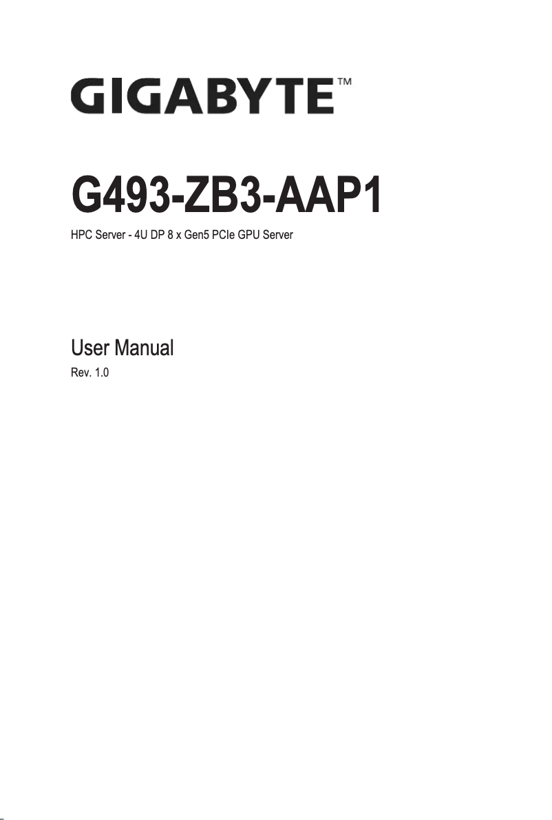 Page 1 de la notice Manuel utilisateur Gigabyte G493-ZB3