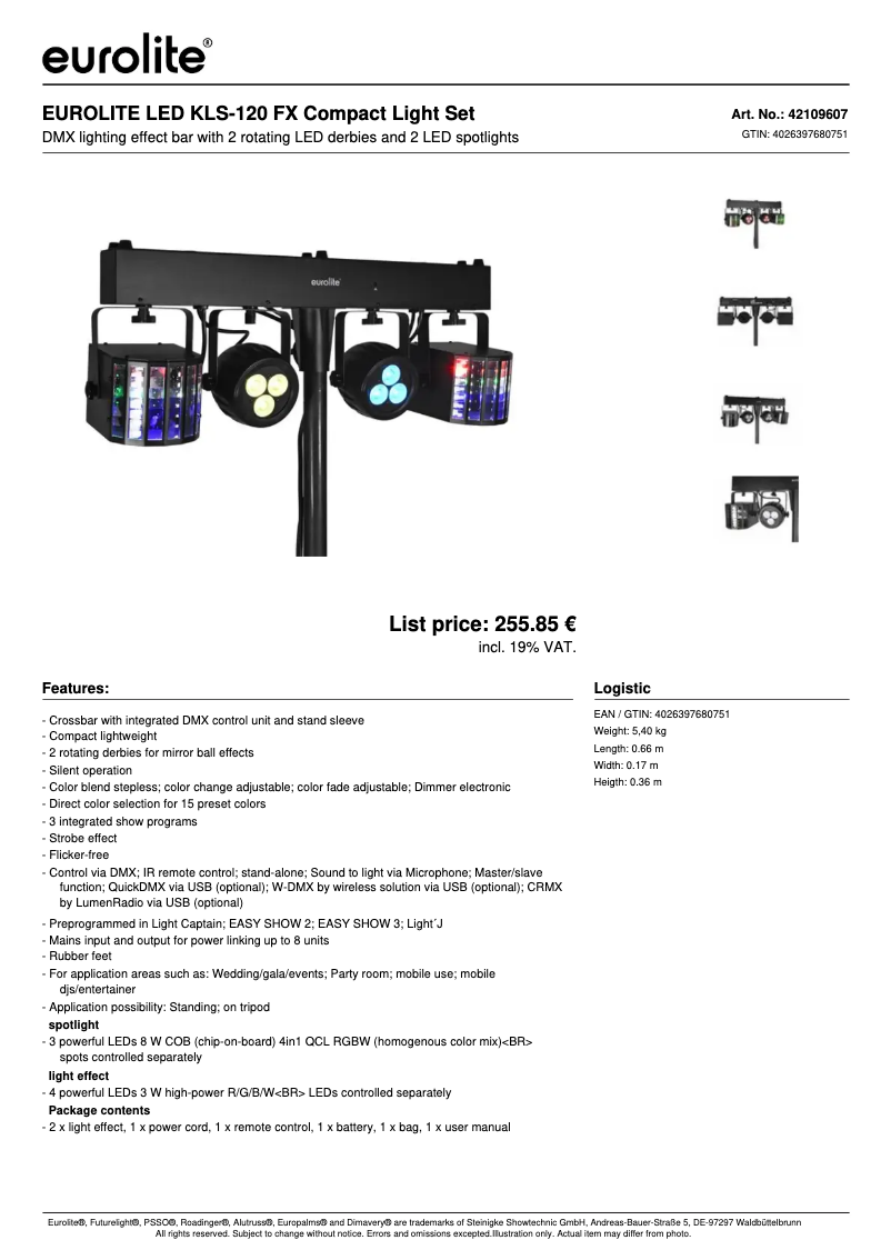 Image de la première page du manuel de l'appareil LED KLS-120 FX