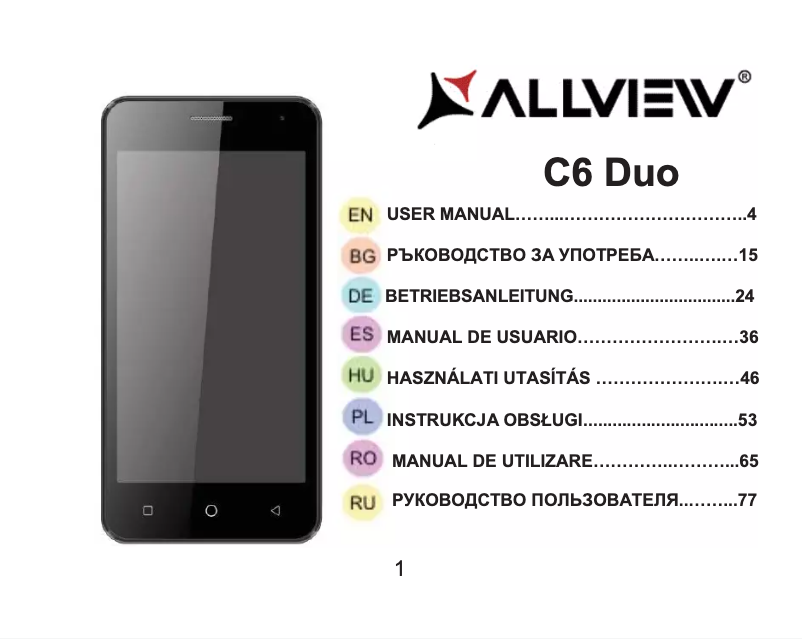 Page 1 de la notice Manuel utilisateur Allview C6 Duo