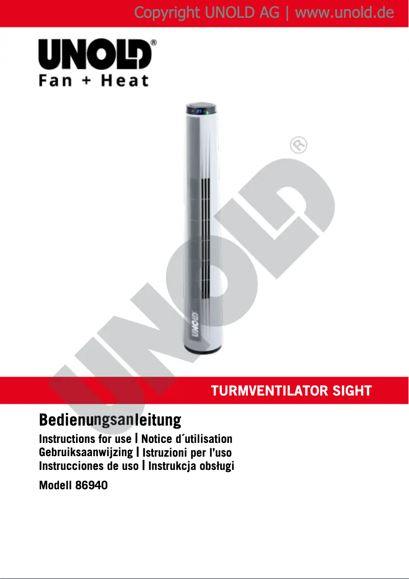 Page 1 de la notice Manuel utilisateur Unold Sight 86940