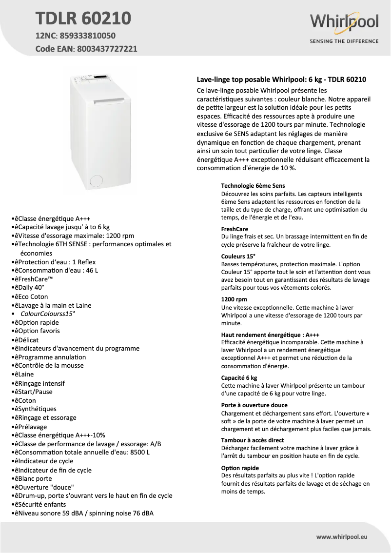 Image de la première page du manuel de l'appareil TDLR 60210