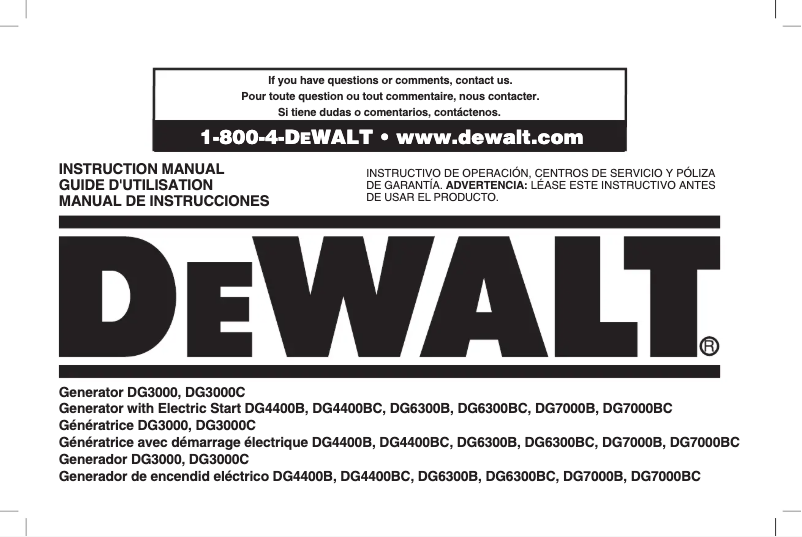 Page n°1 - Manuel utilisateur DeWalt DG6300B