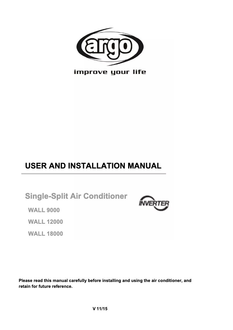 Página 1 del manual Manual de usuario ARGO WALL 18000 UI