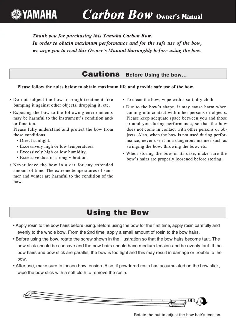 Page 1 de la notice Manuel utilisateur Yamaha CBB107ZB