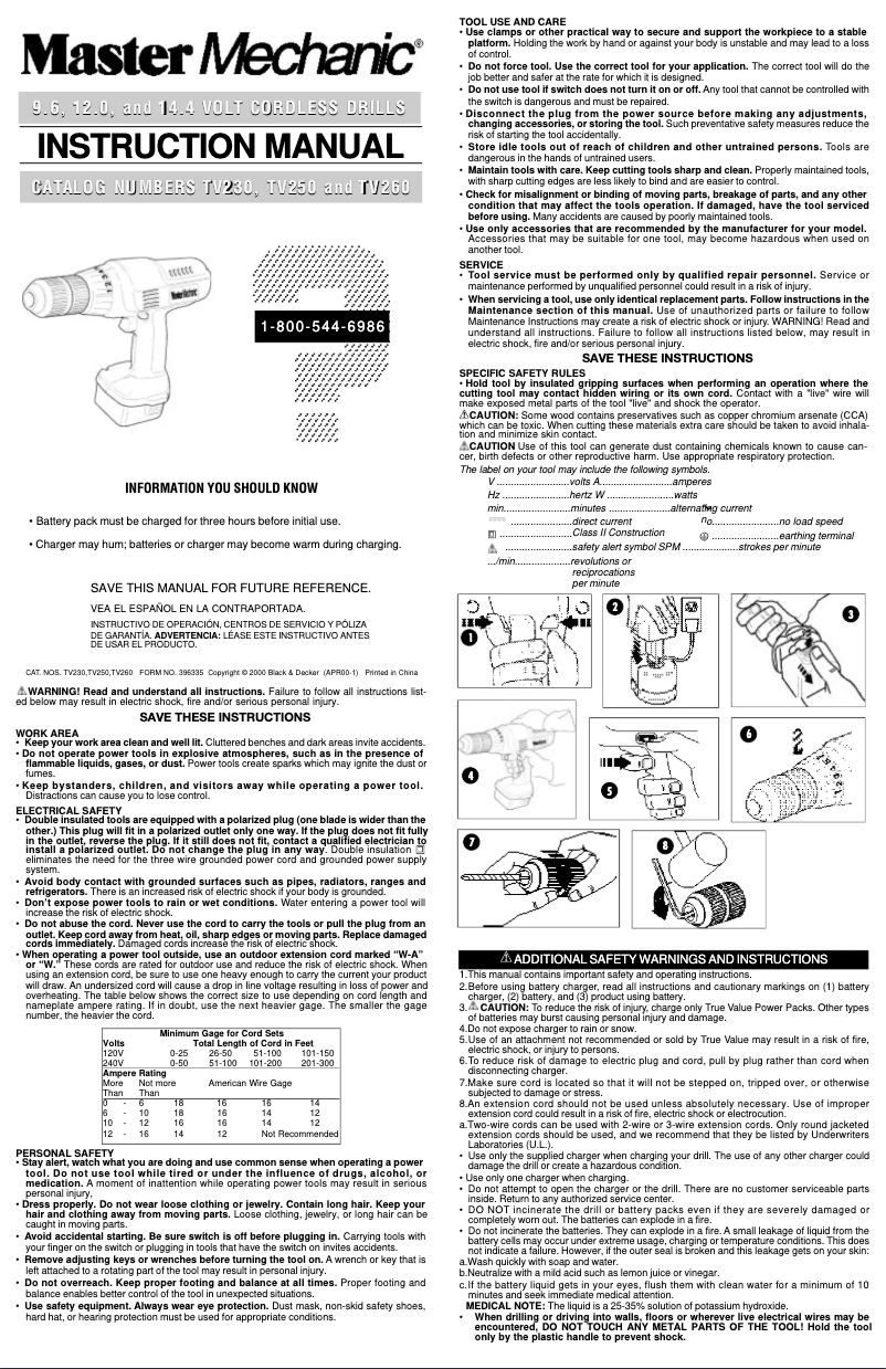 Image de la première page du manuel de l'appareil TV250