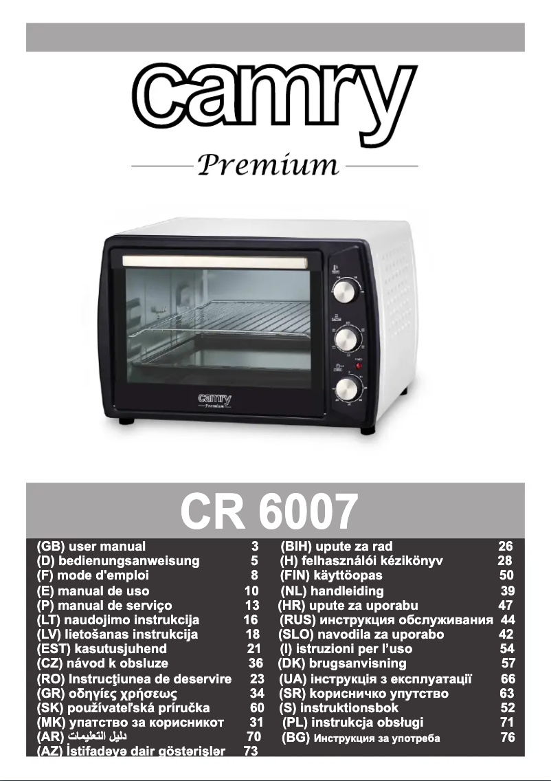 Page 1 de la notice Manuel utilisateur Camry CR 6007