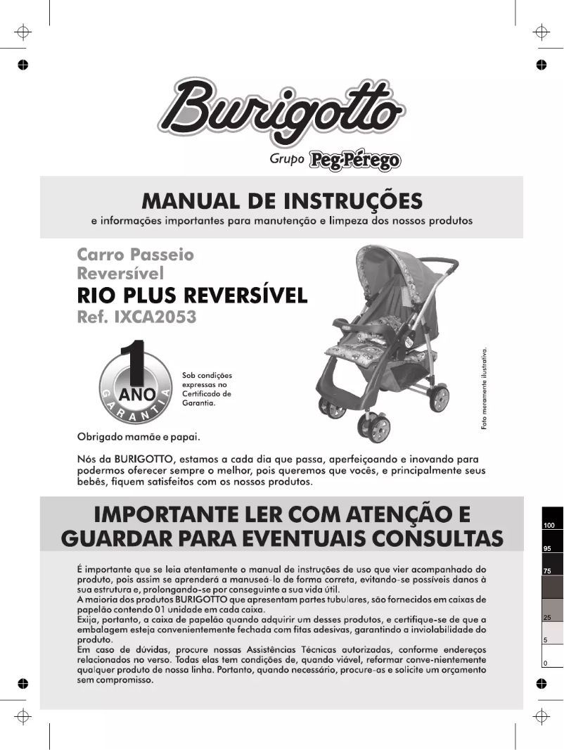 Page 1 de la notice Manuel utilisateur Burigotto Rio Plus Reversivel
