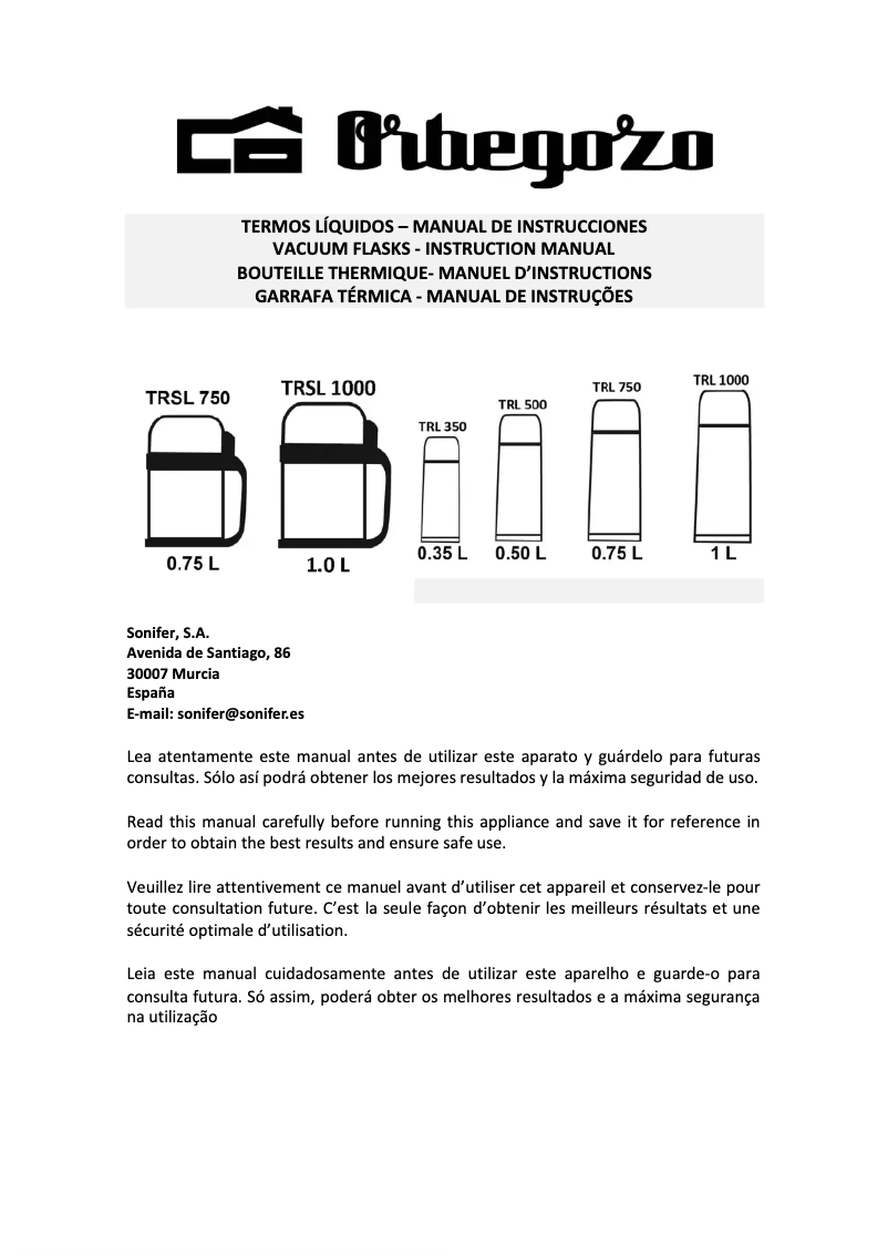 Page 1 de la notice Manuel utilisateur Orbegozo TRSL 750