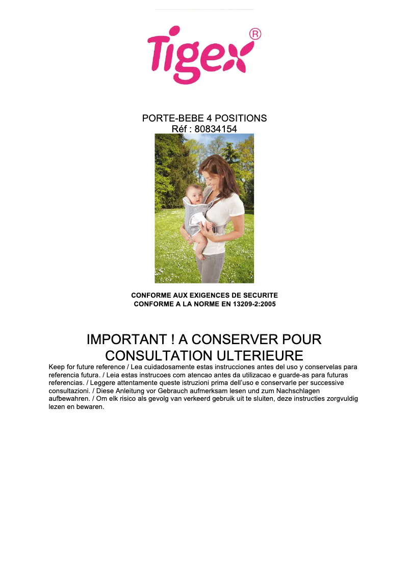 Page 1 de la notice Manuel utilisateur Tigex 4 Positions